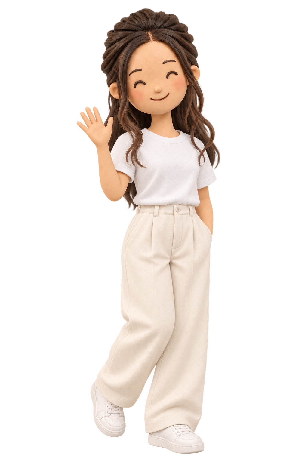 笑顔で手を上げるゆかキャラクター